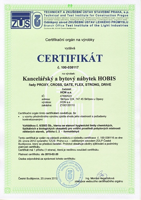 Certifikát hygienickej bezpečnosti