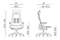 Ergonomická stolička POFIT rozmery