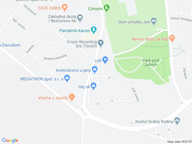 Google map: V úvoze 11, Košice